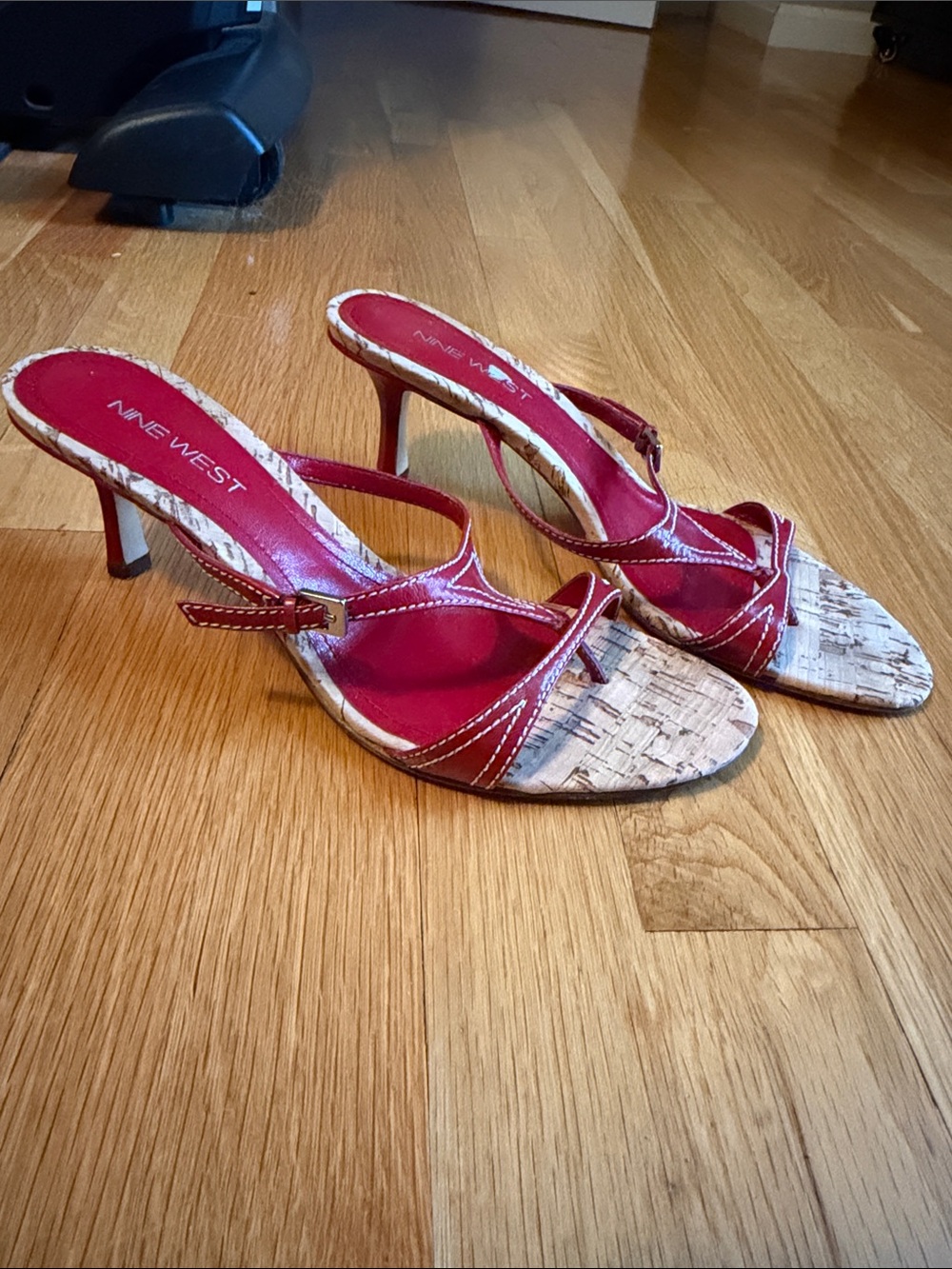 Nine West Red  Heels with Cork Toe